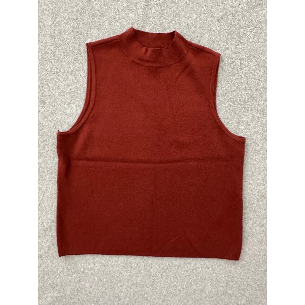 Nine‎ West Top Womens Large Oxblood Knit Sleeveless Mock Neck Sweater Transition